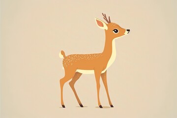 Cute deer flat illustration created with Generative AI 
