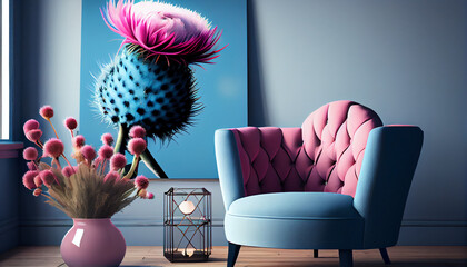 modern interior design, Thistle, Fairy Tale, Carnation pink, Uranian Blue, Light Sky Blue