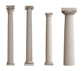 Fotobehang Classical order columns and pillars isolated on transparent background. 3D rendering © HTGanzo