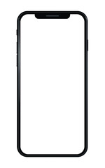 Generic smartphone mockup with cutout screen display isolated on transparent background. 3D rendering