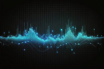 Fototapeta premium Blue neon equalizer. Illustration AI Generative