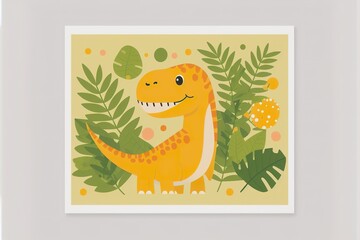 Dinosaur flat illustration created with Generative AI 