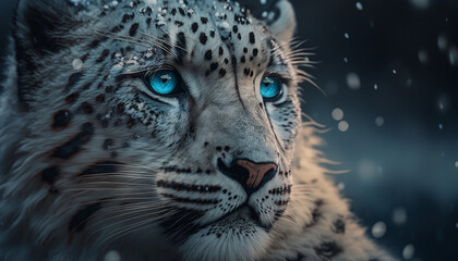 Fototapeta na wymiar close up portrait of a leopard generated with AI tools