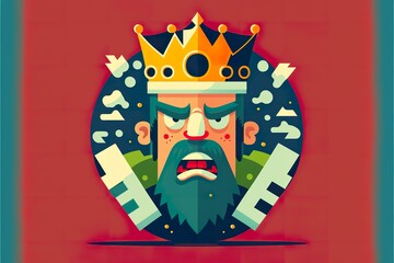 King flat illustration created with Generative AI 