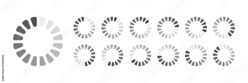 Fototapete Circular Loading Buffering Icons Vector Video Ready for Animation Gif All Keyframes Frames Bufring Circle Waiting for Connection Buffer Preloader Download Symbol Easy Replace Color
