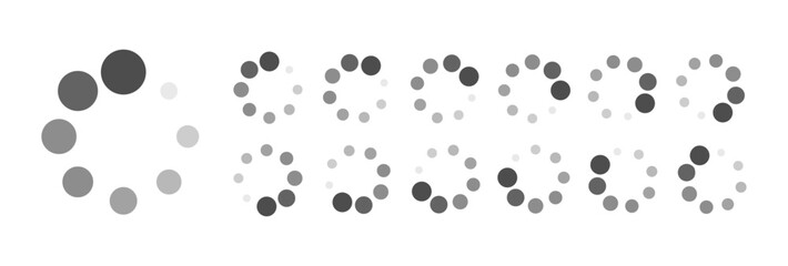 Circular Loading Buffering Icons Vector Video Ready for Animation Gif All Keyframes Frames Bufring Circle Waiting for Connection Buffer Preloader Download Symbol Easy Replace Color