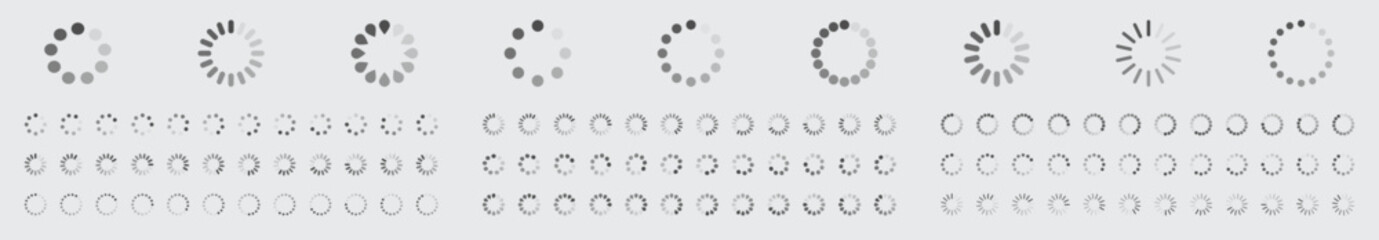Circular Loading Buffering Icons Vector Set Video Ready for Animation Gif 12FPS All Keyframes Frames Bufring Circle Waiting for Connection Buffer Preloader Download Symbol Easy Replace Color