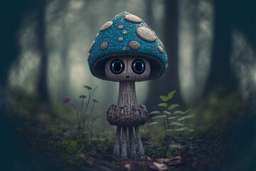 Alien mushroom. Fictional character created with Generative AI 