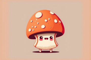 Alien mushroom. Fictional character flat illustration created with Generative AI 