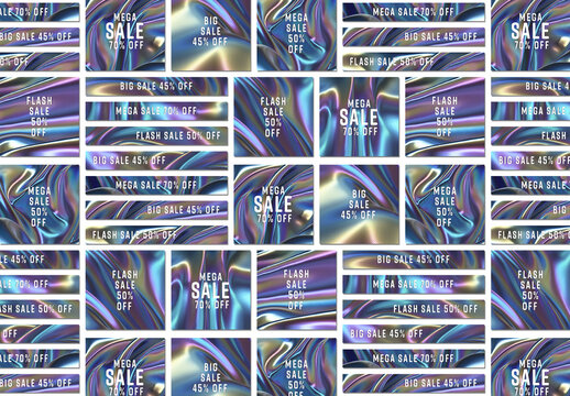 Set of Stylish Holographic Web Banners