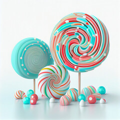 Fototapeta na wymiar Candy lollipops 3D