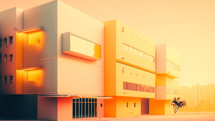 Building exterior minimal pastel colors background shot