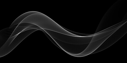 Modern abstract wave lines on black background 