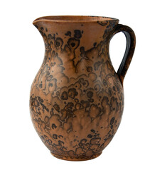 Ceramics, pottery on a potter's wheel. Clay pitcher with a beautiful natural pattern