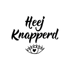 Dutch text: Hey handsome. Lettering. vector. element for flyers, banner and posters Modern calligraphy.