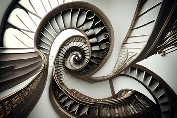 Fototapeta premium spiral staircase in the building-Generate AI