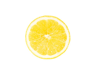 Lemon in a cut on a white background. Round slice of lemon