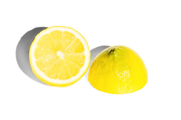 Lemon on a white background. Cutaway lemon