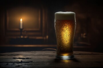 illustration, a glass of light beer, ai generative