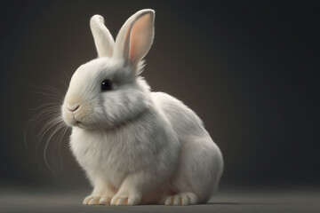 white rabbit on black background - easter