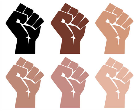Black Lives Matter hand symbol vector Illustration. BLM hand sign in human skin colors.  