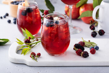Berry and apple red vine sangria, refreshing summer drink