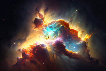 Nebula and galaxies in space - Generative AI