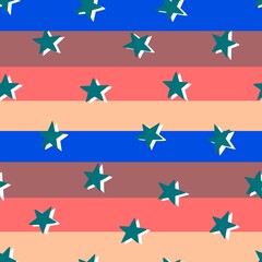 Cartoon geometric seamless stars and stripes pattern for wrapping paper and kids clothes print and fabrics