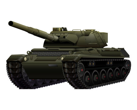 German Leopard I main battle tank in realistic style. Military vehicle. Detailed colorful PNG illustration.