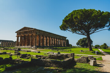 Fototapeta na wymiar Second Temple of Hera in Paestum, Italy.