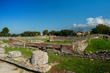 Fototapeta na wymiar Remains of the ancient city of Paestum dating from about 550 to 450 BC.