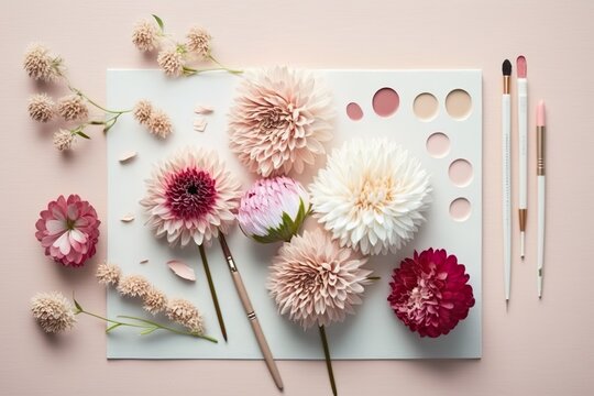 Watercolor painting and real flowers
Generative AI