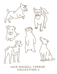 Jack Russell Terrier Dog Outline Illustrations in Various Poses Collection 2