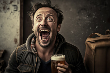 Smiling man drinks a beer
Generative AI