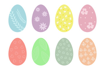 Easter eggs. Set of vector illustrations in a watercolor style. Painted Easter eggs in different colors.