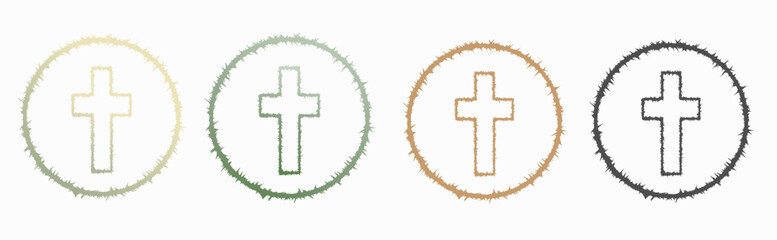 Obraz premium Graphic Easter Cross and wreath Clipart Set, Baptism Crosses DIY Invitation, Vector wedding clipart, Holy Spirit, Religious