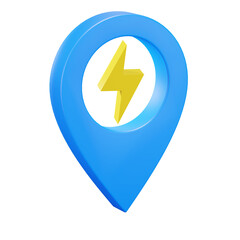 electric vehicle pin location. isolated 3d render icon illustration