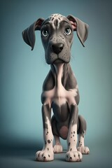 Cute Cartoon Great Dane Puppy (Created with Generative AI)