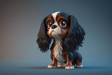 Cute Cartoon Cocker Spaniel (Created with Generative AI) - obrazy, fototapety, plakaty