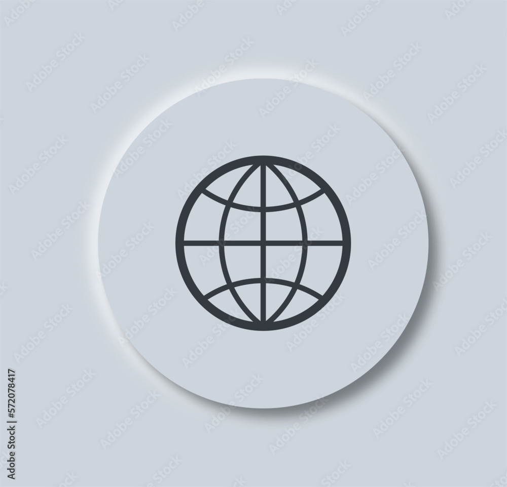Poster world button in neumorphism style. globe icons buttons set. vector illustration.