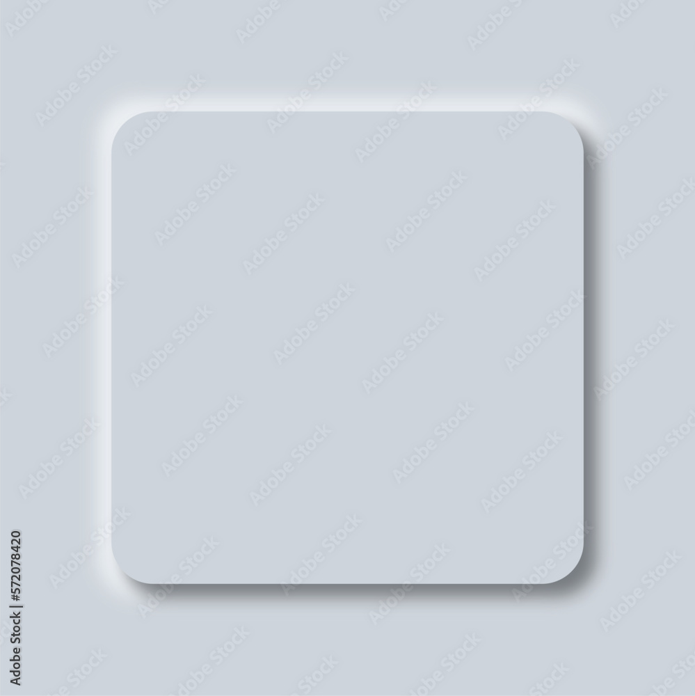 Poster buttons neumorphic design. geometric shapes square. 3d style with shadow.