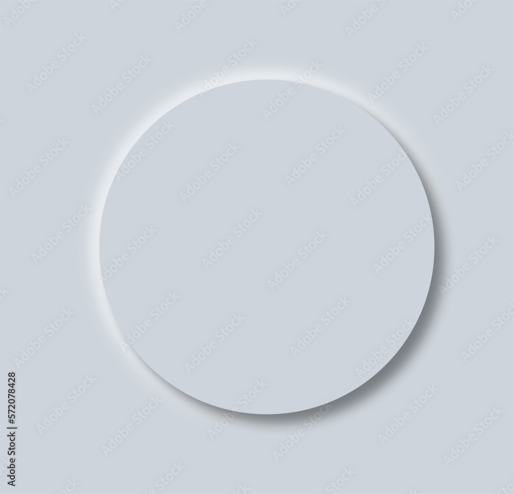 Poster buttons neumorphic design. geometric shapes circle. 3d style with shadow.