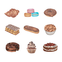 Cake watercolor vector design elements