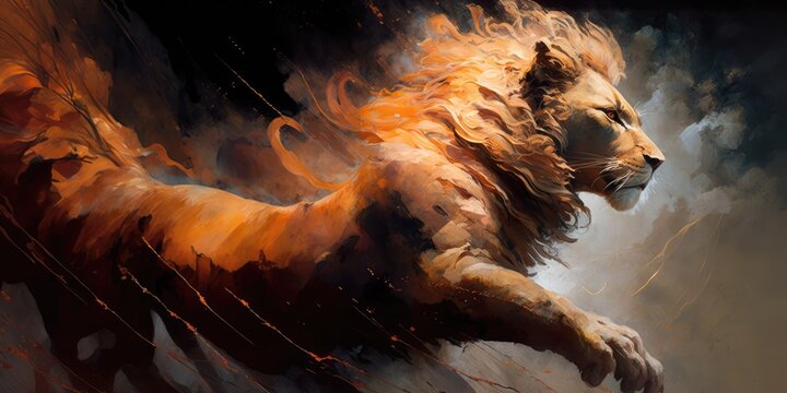 Flamed Lion Wallpaper