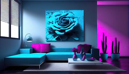 modern interior design, Rose, Grape, Zaffre, Neon blue, Vivid sky blue