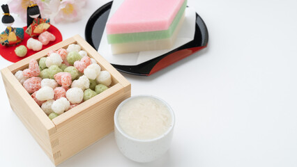 日本の文化・ひな祭りイメージ｜雛あられ・ひし餅・甘酒
