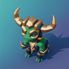 Tiny cute figure of scandinavian god Loki, 3D concept suitable as game development graphic resource, AI Generated - obrazy, fototapety, plakaty