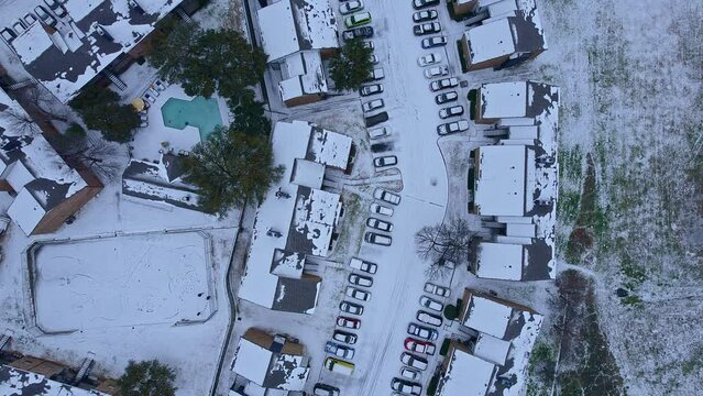 Aerial view of the snow-covered city