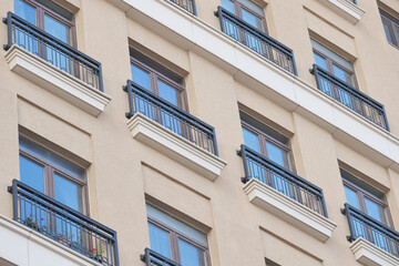 Modern apartment buildings with window and balcony 