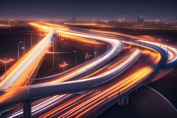 traffic on highway at night - Generate AI